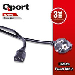 Qport - QPORT Q-POW3 3 METRE PC POWER KABLOSU